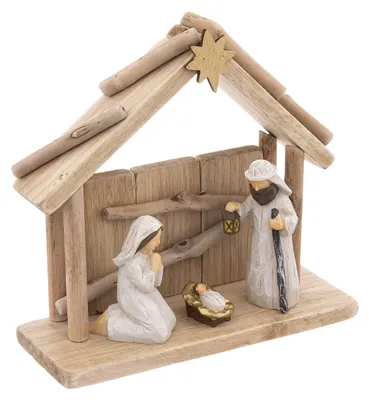 Productafbeelding van Kerststal houten santons - 3 figuren - 20 x 19 cm - Hout en polyresin