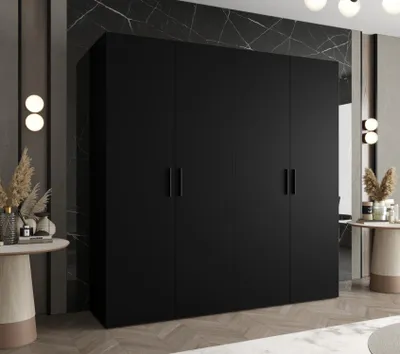 Obrázek produktu pro Prostorná šatní skříň HELMA 1 200 cm - černá / černé úchyty