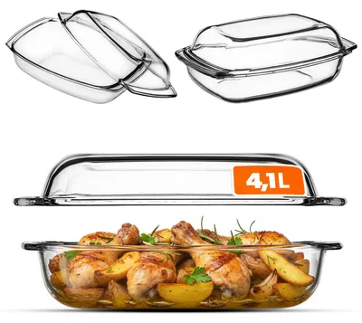 Produktbild von KADAX Auflaufform aus hitzebeständigem Glas „Backe", feuerfestes Gefäß, Glasbräter 4.1L