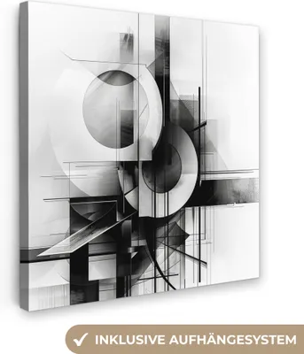 Produktbild von MuchoWow® - Leinwandbilder - Abstrakt - Kunst - Modern - Schwarz und weiß, Wandbild, Wanddeko Bilder Wohnzimmer, 90x90cm