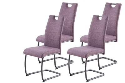 Produktbild von Hela Tische, 4er Set Freischwinger Esszimmerstuhl Florenz, Bezug Webstoff Wildberry+passende Gestellfarbe, ergonomische Lehne + Griff, 120kg belastbar
