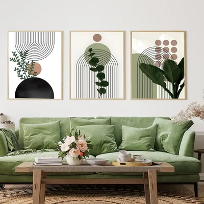 Productafbeelding van Solidchoice - Set van 3 Boheemse Abstracte Canvas Posters zonder Lijst