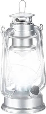 Produktbild von 10 x Sturmlaterne LED, retro Sturmlampe als Fensterdeko oder elektrische Gartenlaterne, batteriebetrieben, silber