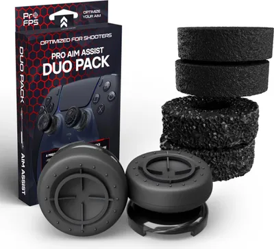 Produktbild von ProFPS PS5 Zubehör / PS4 Zubehör - 4X Precision Rings & 2X Mixed PS5 Sticks (Duo Pack Black Edition) - PS5 Controller Zubehör für Aim Assist & Thumbstick Bewegung Verbessern - PS5 Accessories [playstation_5]