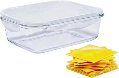 Produktbild von Famanu Käsebox aus Borosilikatglas - luftdicht, transparent, spülmaschinenfest, 22,1 x 16,5 x 6,8 cm