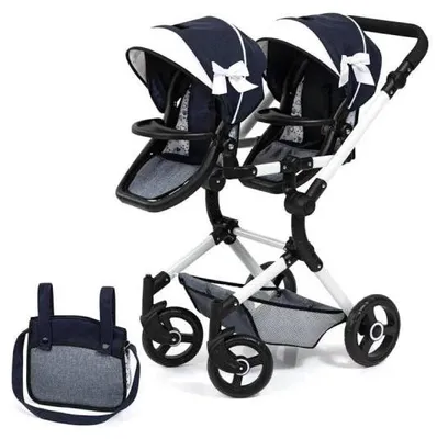 Image de Poussette pour poupées jumelles Twin Neo bleue - Bayer Design
