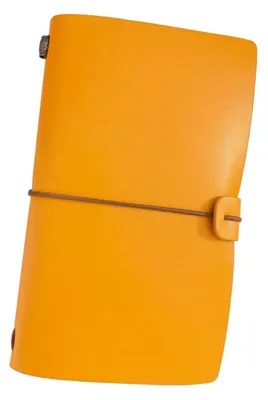 Immagine prodotto di Quaderno ricaricabile in pelle A6 con tasche, colore giallo, dimensioni 120x200 mm