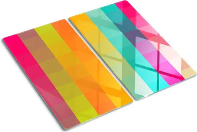 Imagen del producto de Cubierta para placa de cocina – Cubierta para placa de inducción – Placa de vidrio protectora – 2x30x52 cm – Placas de vidrio protectoras para cocina – Vidrio templado – Cuadrados de colores