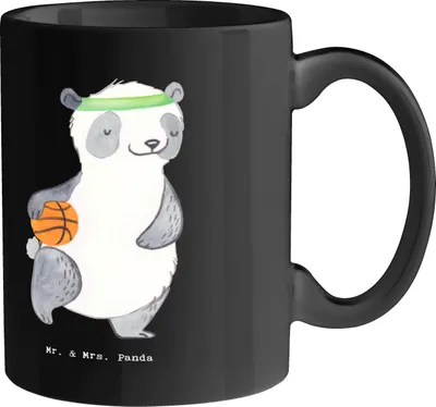 Produktbild von Mr. & Mrs. Panda Keramiktasse Basketball Träume - Schwarz - Geschenk, Henkelpott, Kaffeebecher, Sportler, Kaffeetasse, Taktik, schöne tasse, Teamsport, Teamarbeit, Sport