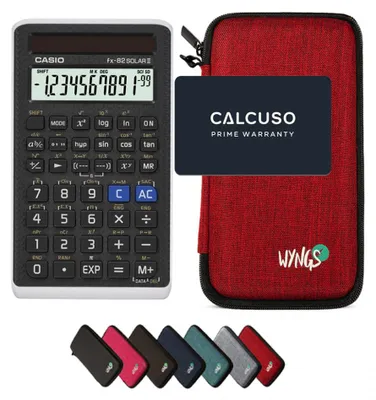 Produktbild von Casio fx-82 Solar II inkl. WYNGS Schutztasche Rot - Wissenschaftlicher Taschenrechner - Basic Set