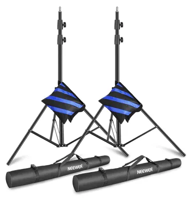 Zdjęcie produktu dla Statyw oświetleniowy - Statyw do lampy 3 m - Czarny - Zestaw 2 szt.