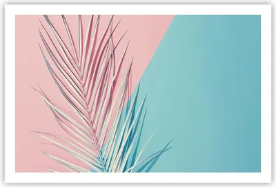 Produktbild von Poster - Poster ohne Rahmen - Blatt Rosa Türkis - 91,5x61 cm - Wand Bild - Wanddeko - Wandbilder - Kunstposter - Wandposter - Bilder - Kunstdruck - Wanddekoration - Wandbild - P2XAA91x61-4421