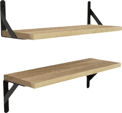 Produktbild von Holzregal mit Metallhalterungen, beige, 40 x 15 x 9 cm