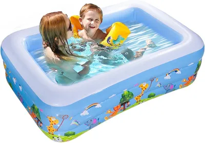 Produktbild von Aufblasbares Schwimmbecken - Faltbares Outdoor-Pool für Kinder, platzsparende Familienpools, verstärktes und langlebiges Sommerwasserbecken | Tragbares Badebecken für Kinder und Familien-Sommerpartys