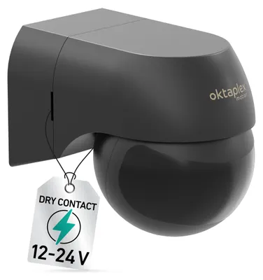 Produktbild von Oktaplex Ana 12V - 24V Infrarot Bewegungsmelder für Innen + außen anthrazit mit schwarzer Linse