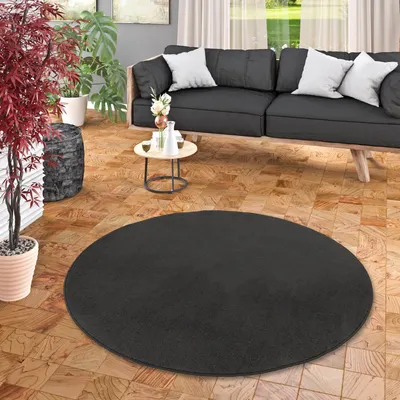 Produktbild von Velours Teppich Joy Schwarz Rund, Größe:400 cm Rund