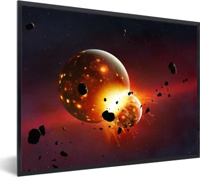 Produktbild von MuchoWow® Gerahmtes Poster Eine Illustration einer jungen Erde 80x60 cm - Poster mit Schwarzem Bilderrahmen Wandposter Rahmen Foto Bilder - Schwarzem - Mit Gestell