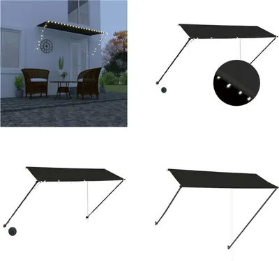 Obrázok produktu pre vidaXL Výsuvná markíza s LED diódou 300×150 cm antracitová - Markíza - Markízy - Markízy na terasu - Markízy na terasu