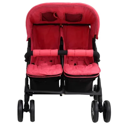 Immagine prodotto di vidaXL Passeggino gemellare in acciaio rosso