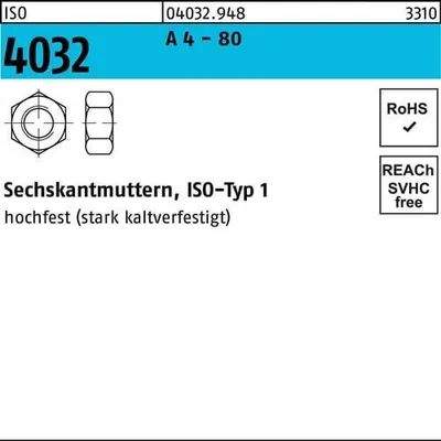 Produktbild von Sechskantmutter ISO 4032 M 6 A 4 - 80