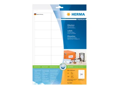 Obrázek produktu pro HERMA 8633, Bílá, Samolepicí štítek, A4, Papír, Laserová/inkoustová tiskárna, Permanentní