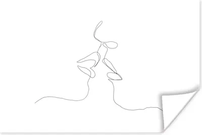 Produktbild von MuchoWow® Poster Ehepaar - Lippen - Strichzeichnung 90x60 cm - Schlafzimmer