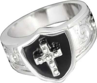 Produktbild von Herren Ring Gothic: Edelstahl Siegelring mit Kreuz 58 (18.4 mm Ø)