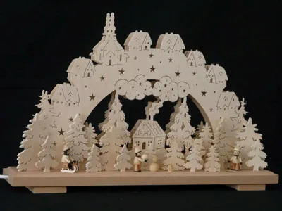 Produktbild von Schwibbogen mit Winterkinder und Beleuchtung BxHxT 50x30x7cm NEU