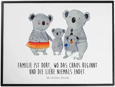 Produktbild von Mr. & Mrs. Panda schreibtischmatte Koala Familie - Weiß - Geschenk, Koalas, Schreibunterlage, Papa, Mama, bastelunterlagen, schreibtischauflagen, schreibtischunterlagen