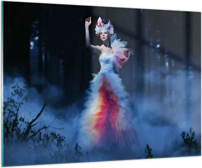 Produktbild von Bilder auf glas - Frau Geheimnis Nacht Wald - 100x70cm - Glasbilder - Wandbilder - Kunstdruck - zum Aufhängen bereit - Wanddekoration aus Glas - Glas Bilder - Wandbild auf Glas - GAA100x70-2583