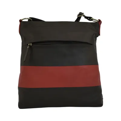 Produktbild von Cinino Ledertasche Umhängetasche Crossbody Bag C1152 Schwarz/Rot