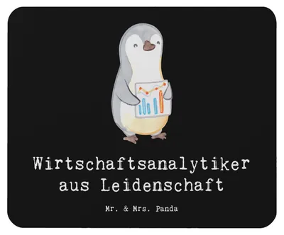 Produktbild von Mr. & Mrs. Panda Mouse Pad Wirtschaftsanalytiker Leidenschaft - Schwarz - Geschenk, computermatte, mauspad laptop, pc mausunterlage, Mousepad