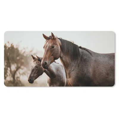 Produktbild von MuchoWow® Schreibtischunterlage Pferde - Natur - Braun 80x40 cm - XXL Mauspad - Gaming Mauspad