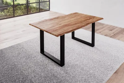 Produktbild von Möbelretoure Baumkantentisch 140x80cm Naturbelassen Schwarz MAILAND