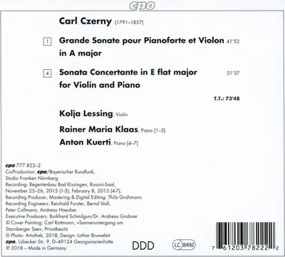 Produktbild von Kolja Lessing - Carl Czerny: Violinsonaten CD