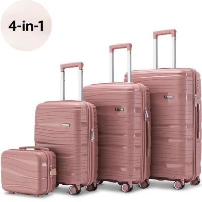 Produktbild von SKYCASES Travel One - 4 teiliges Hartschalenkoffer-Set aus Polypropylen mit Beutel - 360 Grad Rollen und Zahlenschloss - 32 L | 60 L | 98 L - Rose