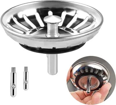 Image de Filtre de vidange, panier filtrant de 7,9 cm, bouchon de vidange, bouchon de lavabo en acier inoxydable, accessoires pour lavabo, filtre pour lavabo, bouchon pour évier de cuisine, bouchon de lavabo (couleur acier inoxydable)