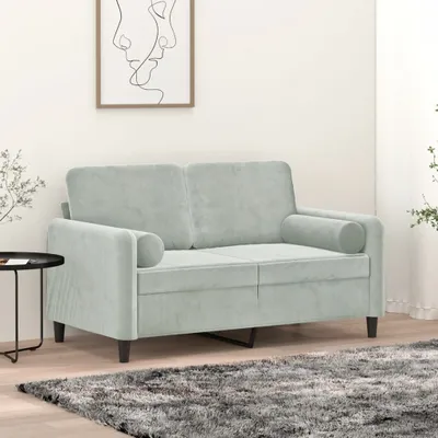 Produktbild von Cloris DesignMöbel 2-Sitzer-Sofa mit Zierkissen Hellgrau 120 cm Samt , Schlafsofas 2024 Neu