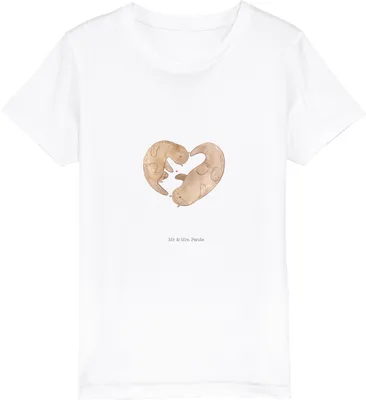 Produktbild von Mr. & Mrs. Panda Kleinkinder T-Shirt Otter Herz 9-11 Jahre (134/146) - Weiß - Geschenk, Organic Kinder, Liebe, Teenager, Baumwollshirt, Baumwoll, Kindershirt