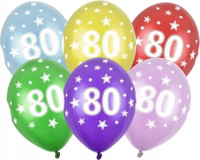 Immagine prodotto di Palloncini stampati per la festa di compleanno degli 80 anni, 5 pezzi.