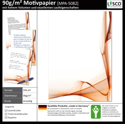 Produktbild von Motivpapier Briefpapier (Muster-5082, DIN A4 25 Blatt) modern geschwungenes Papier Kurven abstrakt hellbrauner Hintergrund Kunst