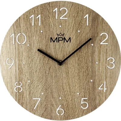 Produktbild von MPM-Quality Dotted Wanduhr Holz lautlos Braun 30 cm