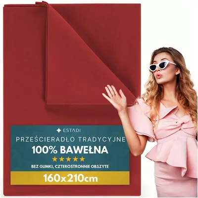 Obrázek produktu pro Estadi Prostěradlo Tradiční 160x210 cm 100% Bavlna Červené