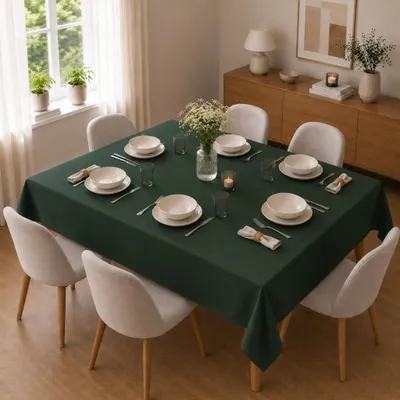 Immagine prodotto di Tovaglia 130 x 170 cm per tavolo da cucina e da pranzo in verde scuro