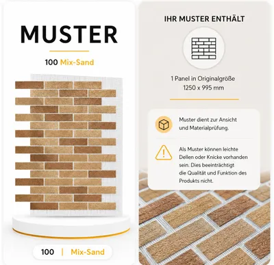 AMK Muster-Paneel 100 Mix-Sand – Marmorgranulat-Oberfläche in Originalgröße, KI-generiertes Bild
