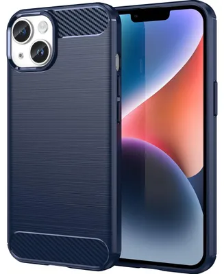 Produktbild von Mobigear Brushed Slim iPhone 15 Hülle, flexibles TPU-Rückseitenetui – Blau