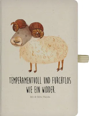 Produktbild von Mr. & Mrs. Panda notizbuch Sternzeichen Widder - Transparent - Geschenk, Tagebuch, Geburtstag März, A5, Schreibheft, Journal, April, Bock, Schafbock, Reisetagebuch