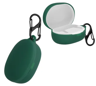 Produktbild von kwmobile Schutzhülle für Anker Soundcore Life P2 mini Hülle - TPU Silikon Case für Kopfhörer Ladecase - stoßfestes Cover mit Karabiner - Dunkelgrün