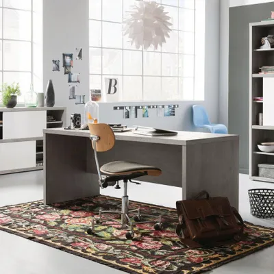 Produktbild von Schreibtisch Arbeitstisch Bürotisch Holz Zementfarbe Grau Modern Design 180x69cm Pratico
