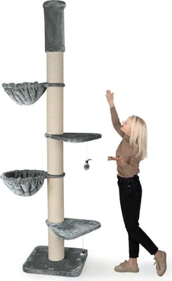 Produktbild von HAPPYPET Kratzbaum 'Leonardo' Grosse Katzen Stabil XXL Deckenhoch, 250 bis 275 cm - 18 cm Dicke Stämme, Katzenkratzbaum für Maine Coons & Ragdolls